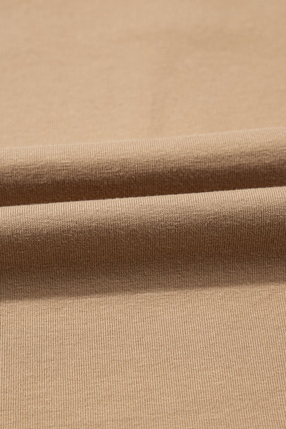 Pale Khaki Long Sleeve Buttons V Neck Slim Fit Top