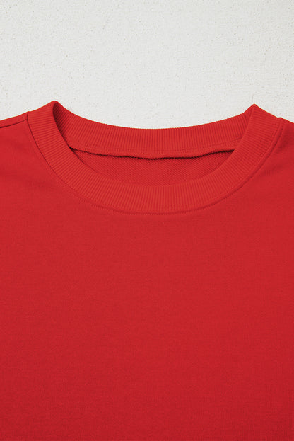Fiery Red Varsity Striped Detail Drop Shoulder Oversized Sweatshirt